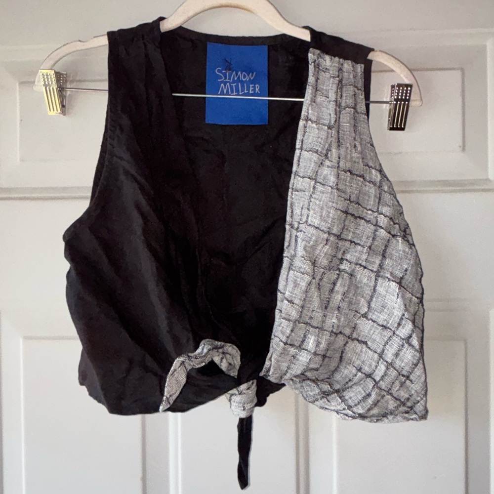 Simon Miller black/gray tie front vest top size 2